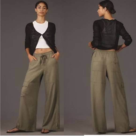Pilcro Pants - Pilcro Anthropologie Linen Beach Cargo Pants Green